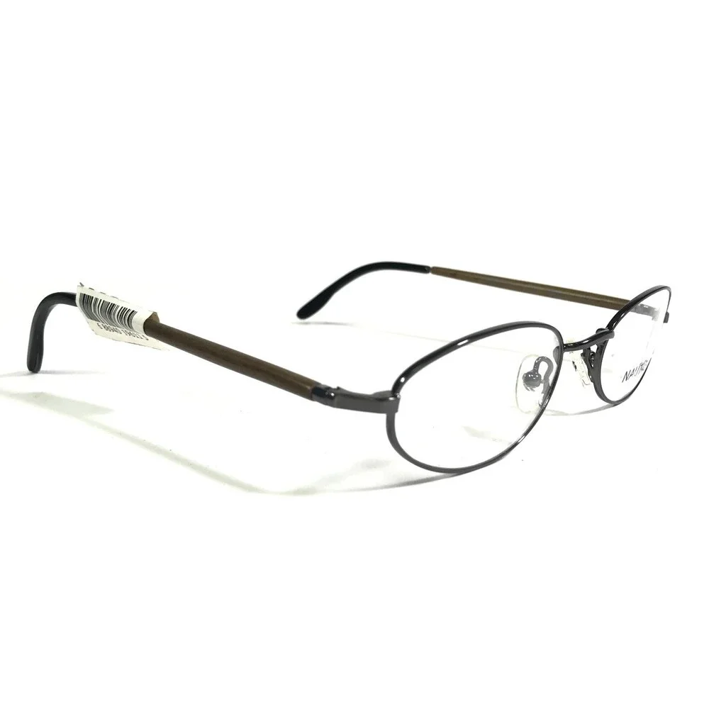 Nautica Eyeglasses Frames N7900 401 Brown blue Grey Round Wire Rim 49-20-140